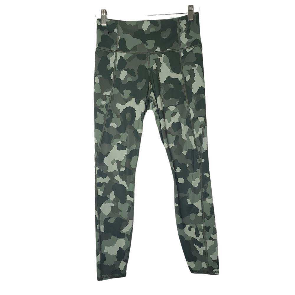 Athleta Size‎ S Lighting Camo 7/8 Tight Leggings High Rise Pockets Drawstring